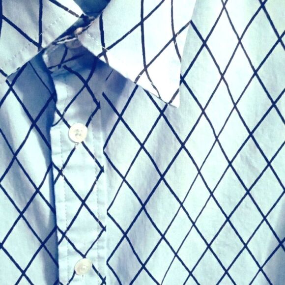 Coofandy Men's Patterned Button Down Shirt Size L Blue and Black Long Sleeve - Picture 9 of 9